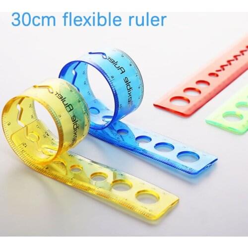 20pcs Flexible Ruler 30cm Kawaii Accessories for School Office Supplies Drafting Supplies Clear Plastic Ruler Kids Scale Ruler