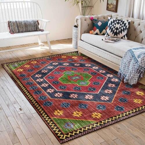 200*300cm Retro Green Red Geometric Persian Ethnic Style Living Room Bedroom Bedside Carpet Floor Mat Customization