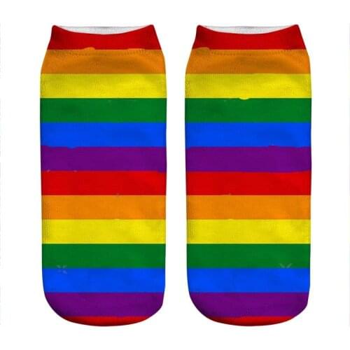 2021 Womens socks kawaii Pride Rainbow Flag Printed Socks Woman harajuku Happy Funny Novelty cute girl gift Socks for women
