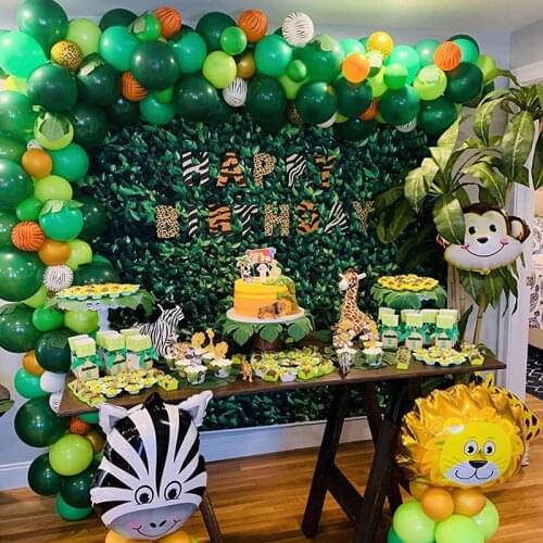 40pcs Green Balloons Set Marble Metallic Confetti Ballon Jungle Safari Animal Birthday Party Decor Balloon Wedding Accessories