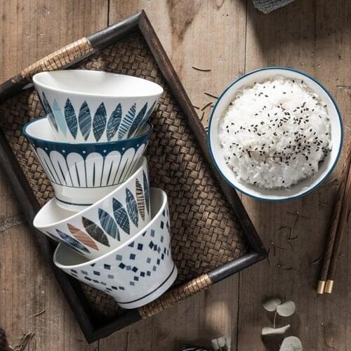 5-inch Rice Bowl Anti-scalding High-foot Bowl Microwave Oven Salad Bowl Ramen Bowl Combo Household Bowl