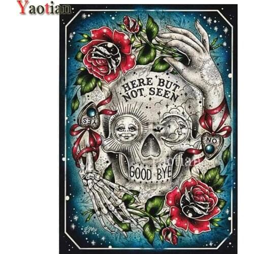 5d diy diamond painting mosaic halloween skull rose diamond crystal painting full square round diamond embroidery art