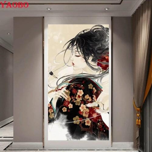 Diy diamond painting japanese geisha full square round drill diamond mosaic girl 5d embroidery diamond cross stitch home decor