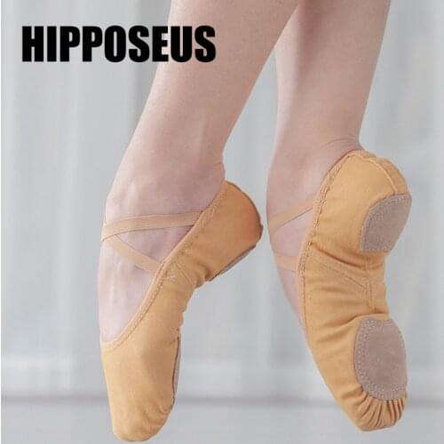 HIPPOSEUS Ballet Dance Shoes Girls Canvas Ballet Slippers Children Soft Sole Practise Ballerina Shoes Woman Gym Yoga Dance Shoes
