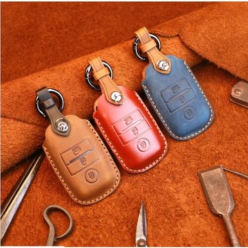 High Quality Handmade Genuine Leather Car Key Cover Case Holder For KIA K2 RIO Niro K3 K5 KX3 KX5 Sorento Forte Optima Sportage