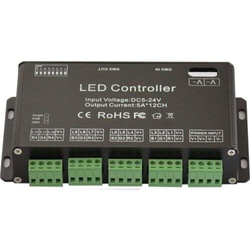 DMX 512 Decoder Constant Decoder& Driver Rgb 10pcs 12CH DC5V-24V for LED Strip Module Lamp 12channel 5A DC Dmx512 12 Channel