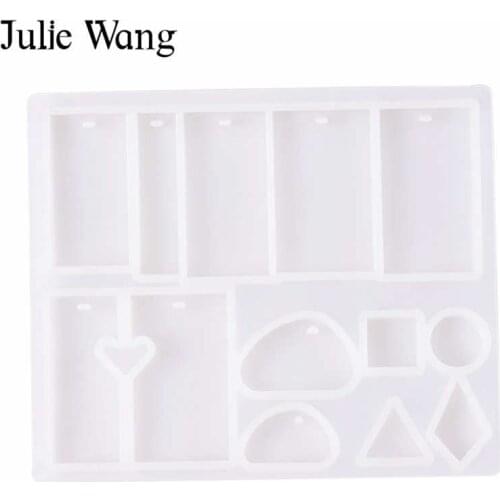Julie Wang Transparent Silicone Resin Cabochon Molds Set DIY Resin Epoxy Casting Geometric Shape Mould Jewelry Making Tool
