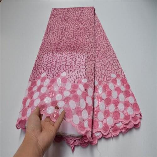 Exclusive Handcut Organza African Lace Fabric 5 Yards Sequin Embroidery Lace Material Nigerian Wedding African Style OLP-876