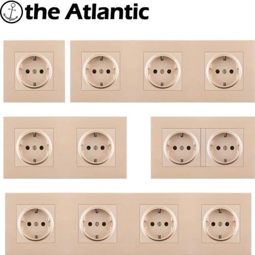EU Europe Wall Power Socket Home Plug Socket Electrical Outlet Gold Plastic Double Triple Triple Quadruple 146Type Spain Russia