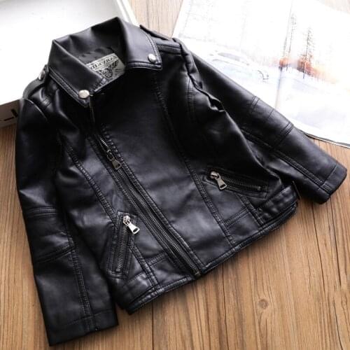 2 3 4 5 6 Years Kids Leather Clothing Autumn Winter New Arrival Black Fashion PU Leather Girls Boys Clothing Jacket Baby Ourwear