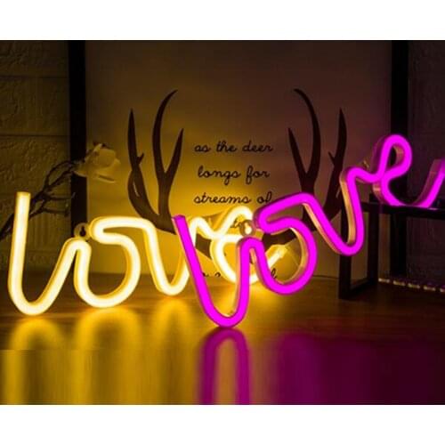 Fashion Led neon Love letter Sign Light Modeling lamp USB/ Battery Powered For Home Party Christmas Decoration Club Bar Lamp