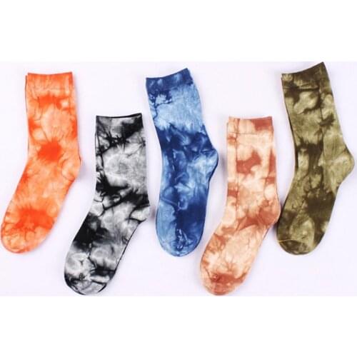 Fashion Unisex Tie-Dyed Breathable Soft Cotton Middle Tube Skateboard Socks