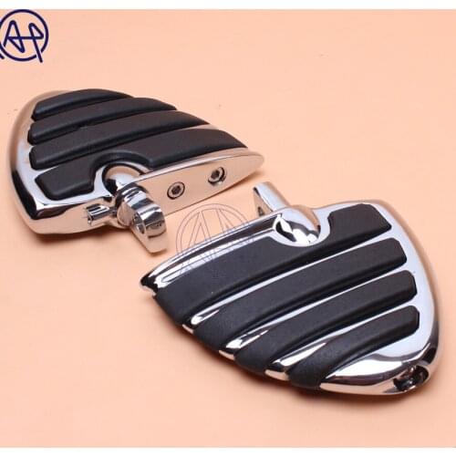 Motorcycle Foot Pegs Unique Footrest Chroming Passenger Pedal Fit For Harley Softail Sportster Dyna Fat Boy
