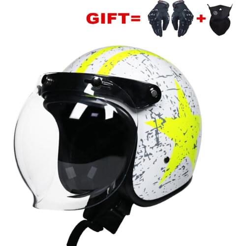 Motorcycle Helmet Open Face Vintage Retro Motorbike Cafe Racer Cascos Moto Pilot Casque Vespa Cruiser Classic Safety Capacete