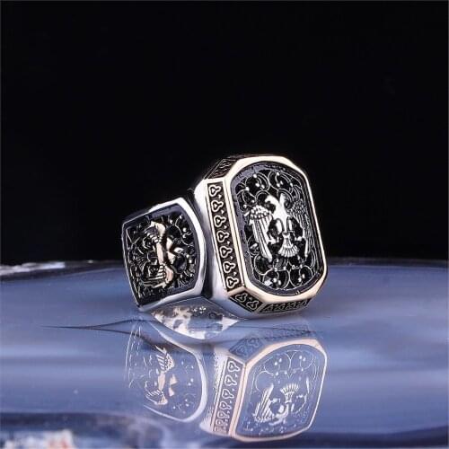 Coat Of Arms Of the seljuk Motif 925 Sterling 925 K Silver Men 'S Ring