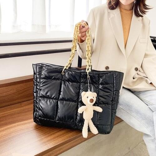 Weysfor Vogue 2020 New Winter Large Capacity Shoulder Bag for Women Waterproof Nylon Tote Bags Space Pad Cotton Feather Down Bag