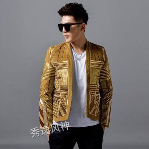 2020 spring and autumn mens new fashion trend suit DJ singer nightclub slim casual jacket suit costume