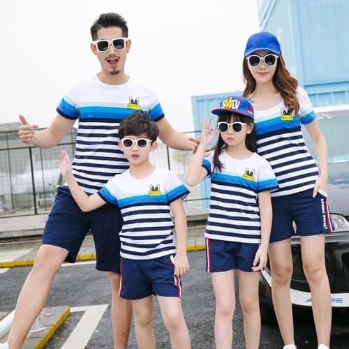 Family matching clothes dad son T-shirt pants couple clothes Girls clothes boys shorts mother daughter dress kids clothing sets