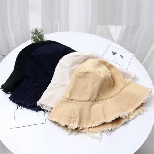 2021 New Fashion Korean Casual Ladies Flat tassel Bucket cap Fishermans Panama hat Beach Tourism Hats Women Breathable sun Hat