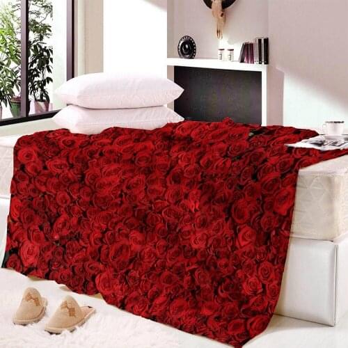 Throw Blanket on Sofa Bed Flower Rose Lotus Print Microfiber Fleece Blanket for Travel Camping Custom