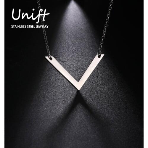 Unift Simple Down Arrow Necklace V-Line Shape Stainless Steel Charms Trendy Minimalist Jewelry Girls Womens Accessories Gifts