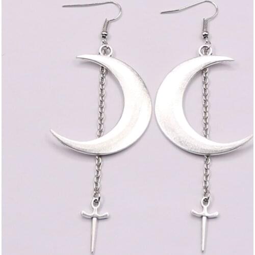 Moon dagger earrings Witchy alternative goth witch gothic boho pendant Mysterious woman gift 2020 new classics fashion