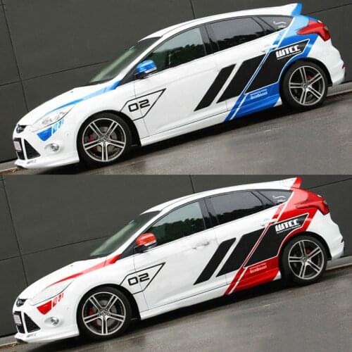 Custom Racing Stickers Vinyl Racing Stripes Car Body Decoration Racing Decal Suit For Ford Focus Mustang Fiesta Mazda VW Skoda