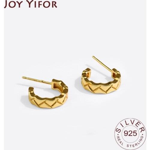925 Sterling Silver Earrings Charm Women Trendy Jewelry Vintage Party Accessories Gifts Gold Color Weave Earring