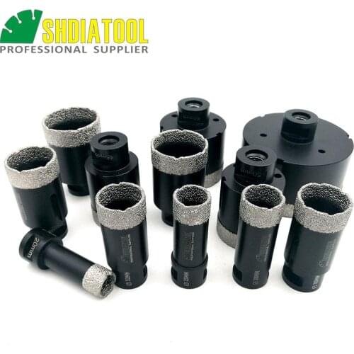 SHDIATOOL 1pc Vacuum Brazed Diamond Dry Drilling Bit granite marble Drill Core Bits Porcelain tile Hole Saw M14 Thread crown