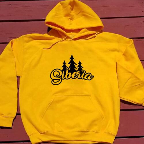Siberia Printed 100%Cotton Winter Hoodies Autumn Womens Casual Long Sleeve Tops Female Pullover Outfits Siberia Lover Gift