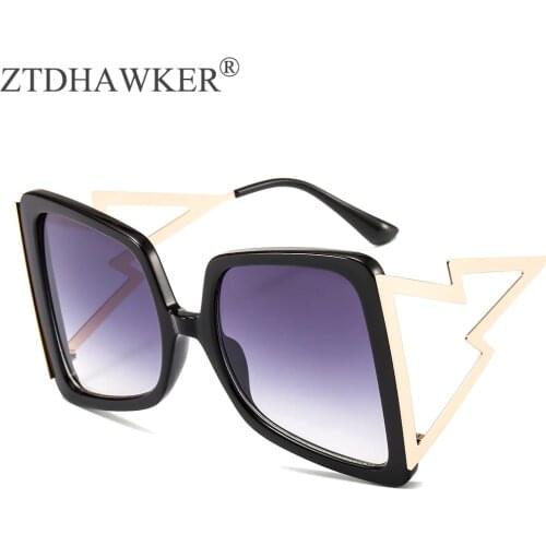 Big Frame Lightning Sunglasses Fashion Shades for Women Unisex Personality Multicolor Spectacles