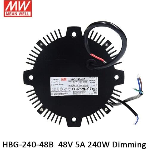 MEAN WELL HBG-240-48B 240W 5A 28.8-48V circular shape LED Driver Dimming LED Power Supply Dimmable waterproof IP67