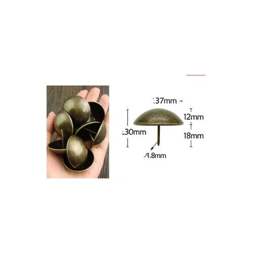 37*30mm Thickened foam sofa nail antique copper big head nail soft bag antique drawing door nail round head decoration