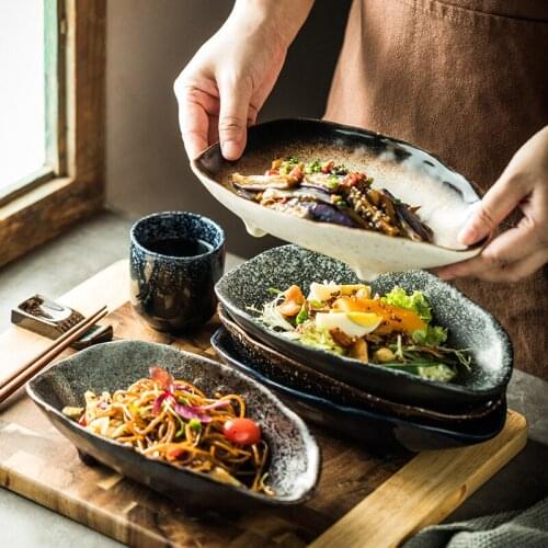 Japanese fruit plate decoration restaurant special-shaped ceramic dinner plate large western food plate movie shooting props