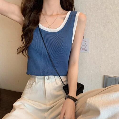 Small Sling Womens Summer French Minority Design Outer Wear Sleeveless Top Internet Hot Inner Wear Knitted Beauty Back Vest