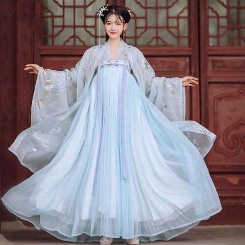 Hanfu Dress Women Chinese Hanfu Princess Dress Big-Sleeved Bronzing Hanfu Dress Female Dance Oriental Costume Satge Wear SL5225