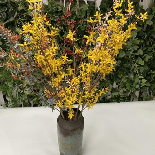 1pc Winter Jasmine artificial silk flower Branch DIY Home Floral Arrangement Material Wedding Party Decoration Fake Plants