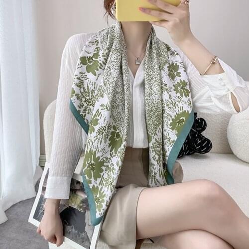 2021 new spring women scarf quality shawl silk fashion scarf headscarf beach sunscreen bag headscarf scarf 90cm*90cm