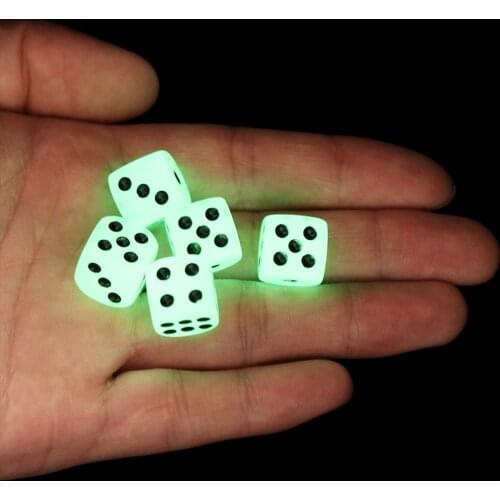5PCS 14mm 6 Sided Noctilucent Dice Night Light Round Corner Cubes Fun Bar KTV Entertainment Luminous Game Dices Drinking Tool