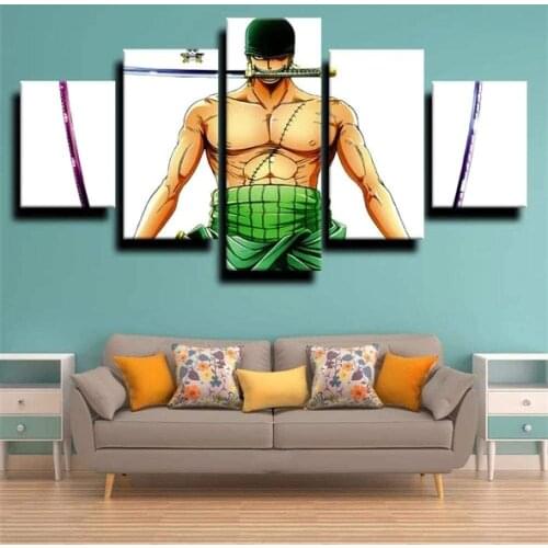 5 Piece Wall Art Canvas Anime Manga Prints Pirate King Figure Posters And Pictures Modern Home Living Room Decoration Paintings