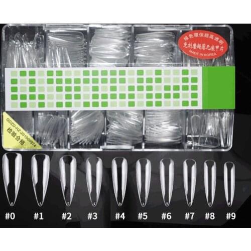 500pcs box False Nails Stiletto Curved Clear French Nails Salon Nail Tips