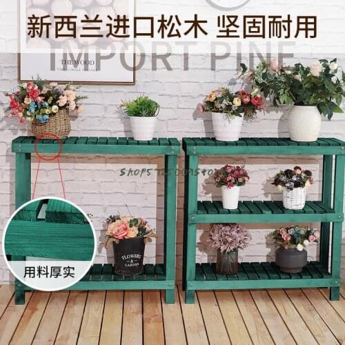 American country flower stand multi-layer wooden office garden balcony succulent plant display stand floor rack