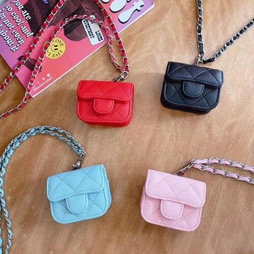 For Airpods Pro 2 3 1 Apple Case With Chain Luxury Classic Plaid CC Cover Crossbody Leather Bag Protecion For Air Pods Airpod