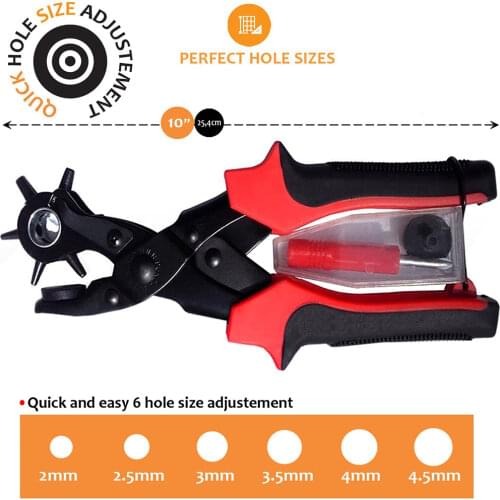 Leather Belt Hole Punch Plier Eyelet Revolve Sewing Machine Bag Setter Tool Watchband Strap Household Leathercraft Punching
