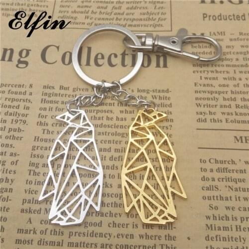 Elfin New Geometric Penguin Keychains Fashion Geometric Penguin Key Rings Key Chains Cute Female Male Geometric Jewellery Gift