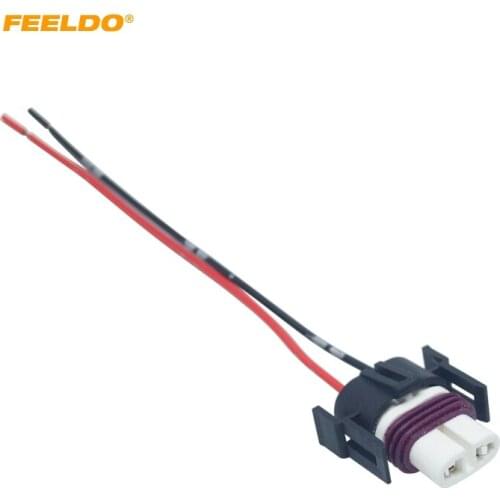 FEELDO 2Pcs Car Headlight Ceramic Socket Wire Connector For H11 H8 H9 LED HID Light Wiring Harness Plug #FD5942
