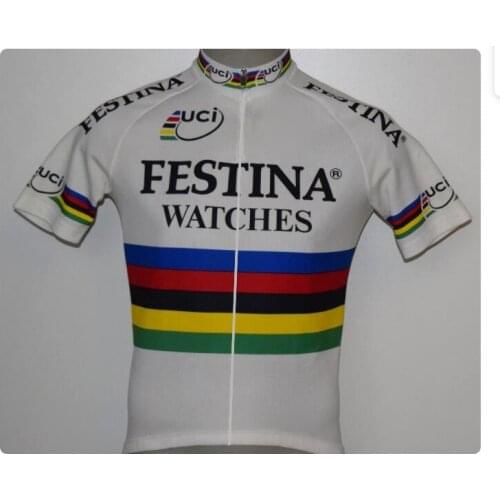 Retro Men White Cycling Jersey Short Sleeve Pro Team Summer Maillot Ciclismo Cycling Tops Bike Wear Clothing
