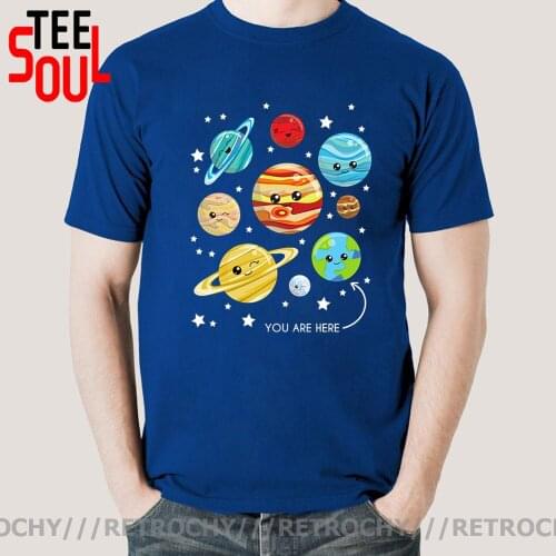 Retrochy Cute Cartoon Planets Stars T-shirt Astronomy Space Galaxy tshirt Cosmos Solar System Dwarf Planets T shirt men Boys Tee