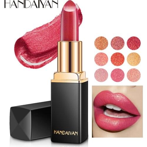 HANDAIYAN Shine Glitter Lipstick Makeup Diamond Shimmer Lip Balm Cream Lightweight Make Up Lipbalm Cosmetics Nude Lip Stick Pen