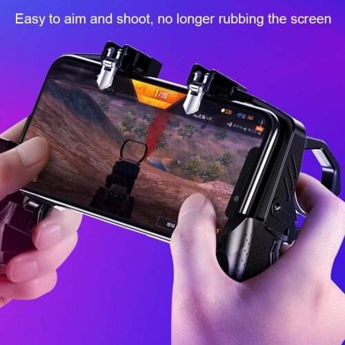 K21 For PUGB Helper Mobile Phones Game Trigger Joystick Gamepad 4 Finger Linkage Game Handle Shooting Button Game Controller